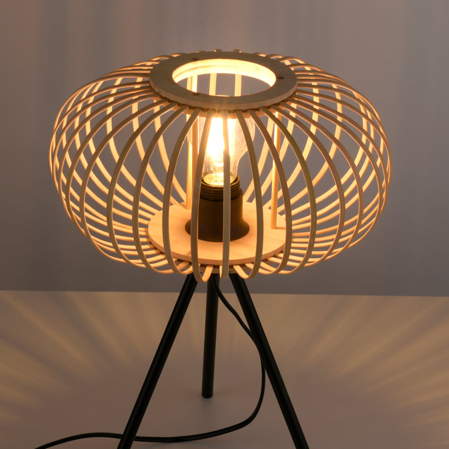 Lampe à poser Racoon noire et bois