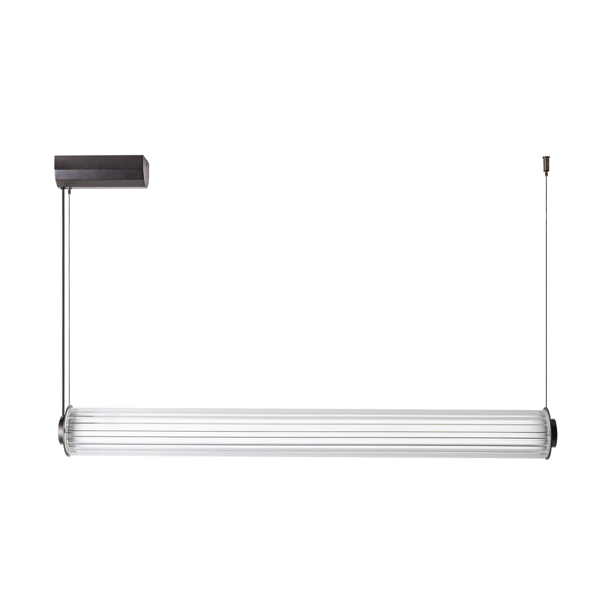Suspension Como titane brossé, verre, L 104 cm