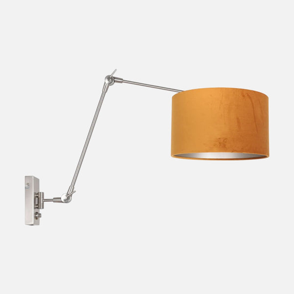 Goldfarbene Lese-Wandleuchte, Samtschirm & beweglicher Stahlarm | Prestige Chic