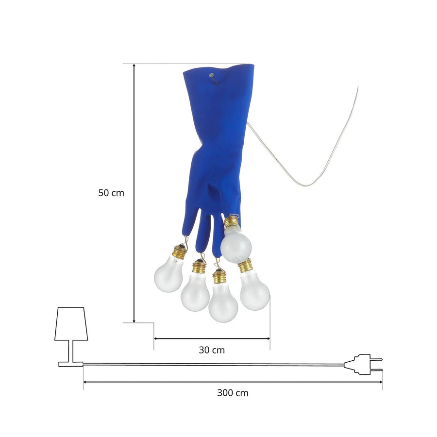 Applique murale Luzy en laiton, bleu, 5 lumières, hauteur 50 cm