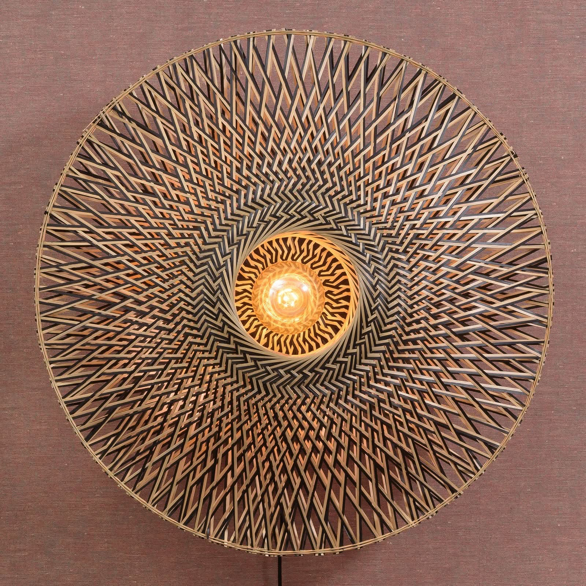 Applique murale Bali en bambou, crème et noir, Ø 87 cm