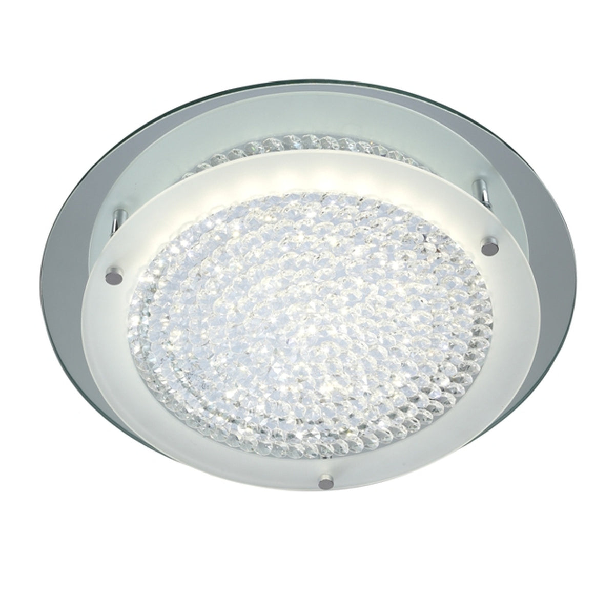 Plafonnier Crystal LED chromé, verre, Ø 36 cm