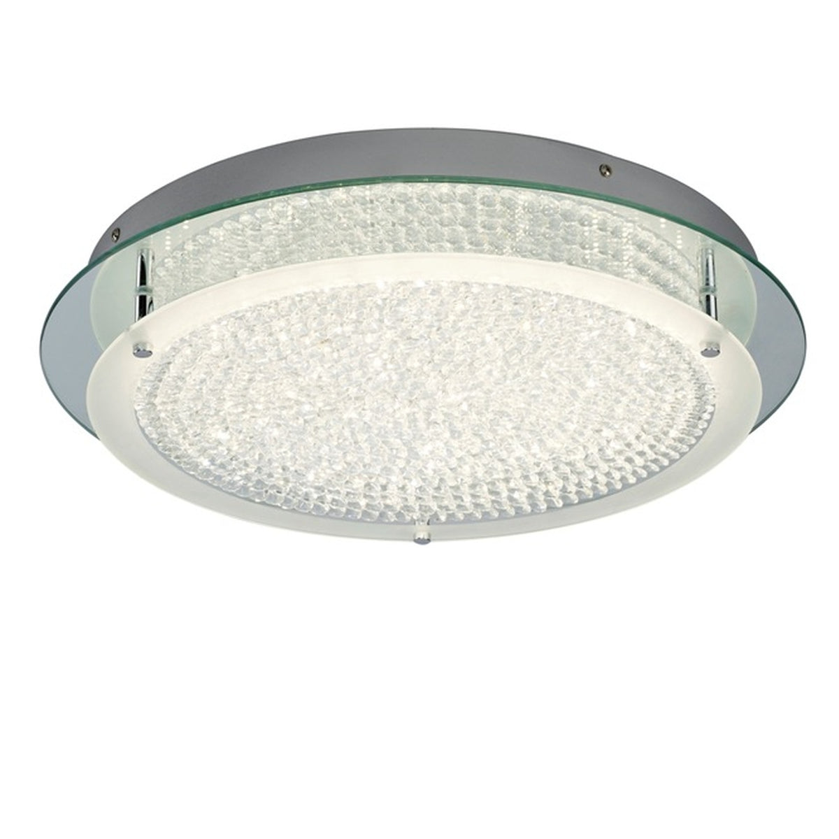 Plafonnier Crystal LED chromé, verre, Ø 45 cm