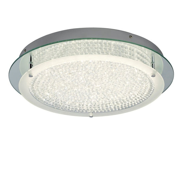 Plafonnier Crystal LED chromé, verre, Ø 45 cm