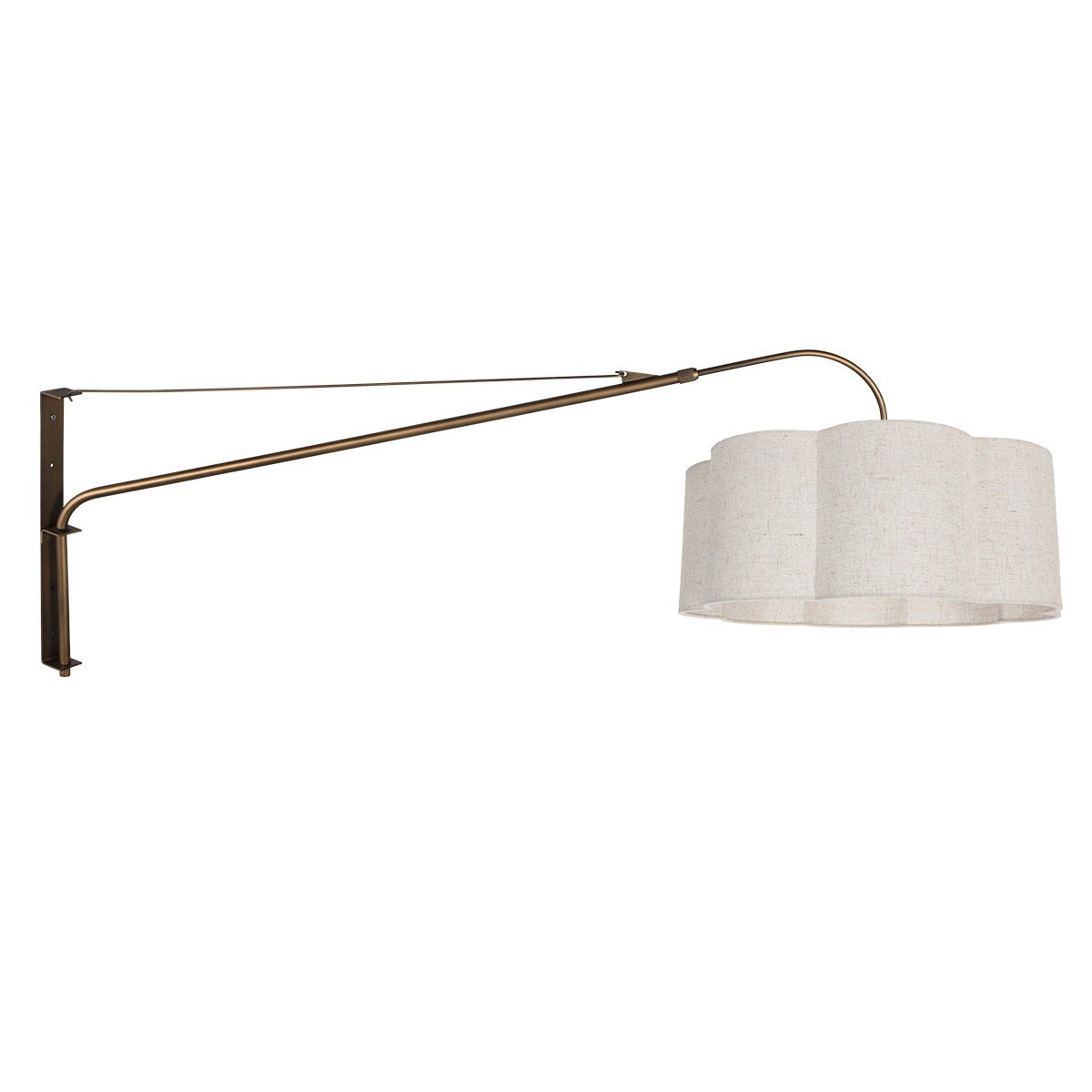 Applique murale FloraWave bronze, abat-jour crème clair Ø50 cm
