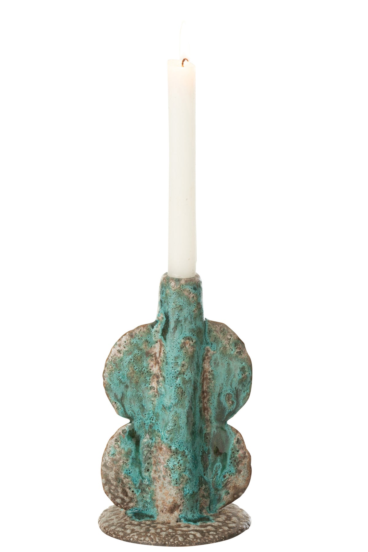 Vase Kerzenhalter Keramik Azurblau Braun