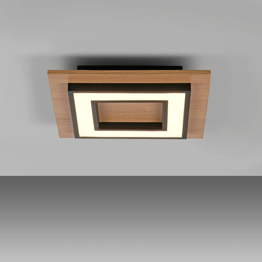 Vue de dessous montrant l'ombre portée du luminaire sur le plafond