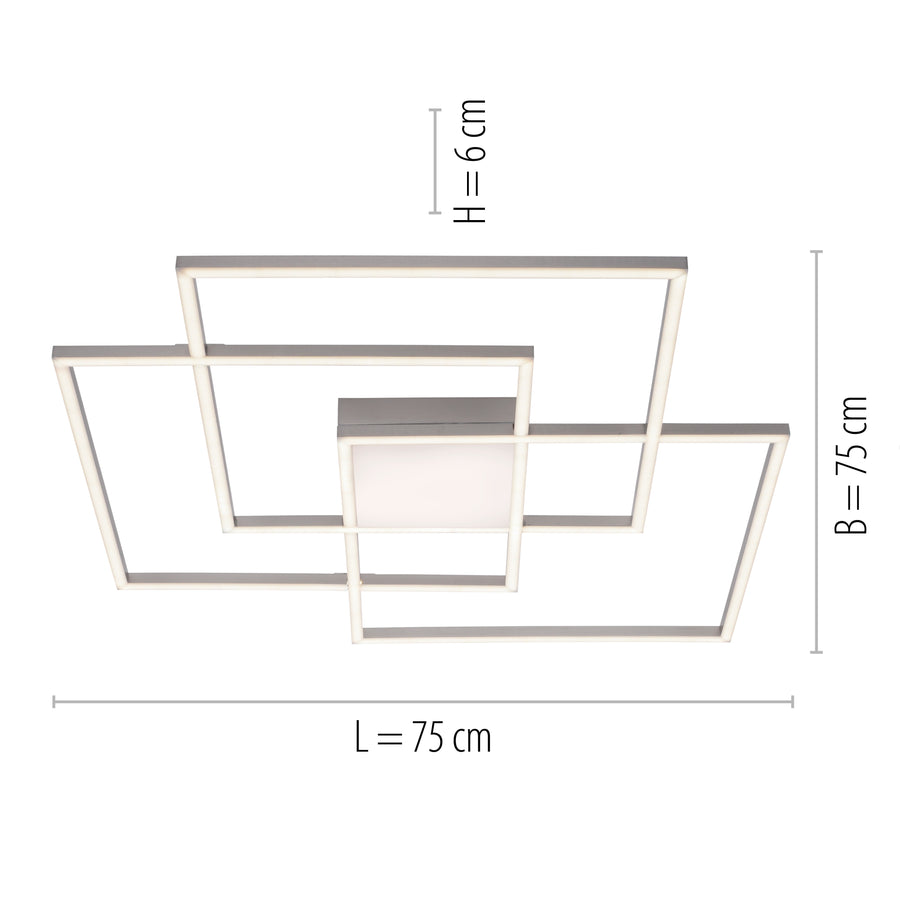 Plafonnier Asmin acier, L 75 cm