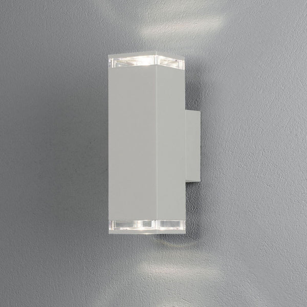 Applique d'extérieur Pollux en aluminium, blanc, 2 lumières, hauteur 23,5 cm, IP44