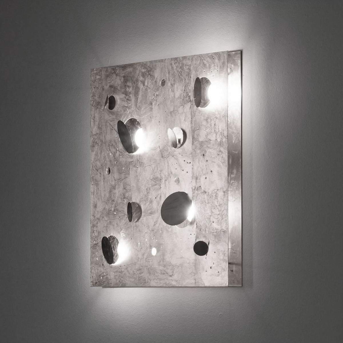 Applique murale LED Buchi 60x60 en acier, argent, hauteur 60 cm