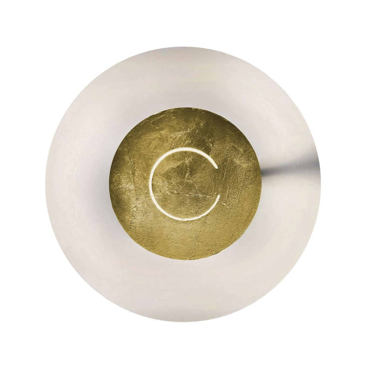 Applique murale LED DoppioZero en acier, blanc et feuille d'or, Ø 30 cm