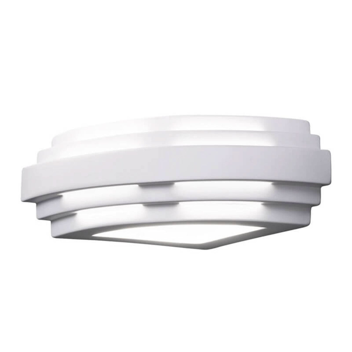 Applique murale Stiegel en céramique, blanc, hauteur 8 cm, 60 W, largeur 23 cm