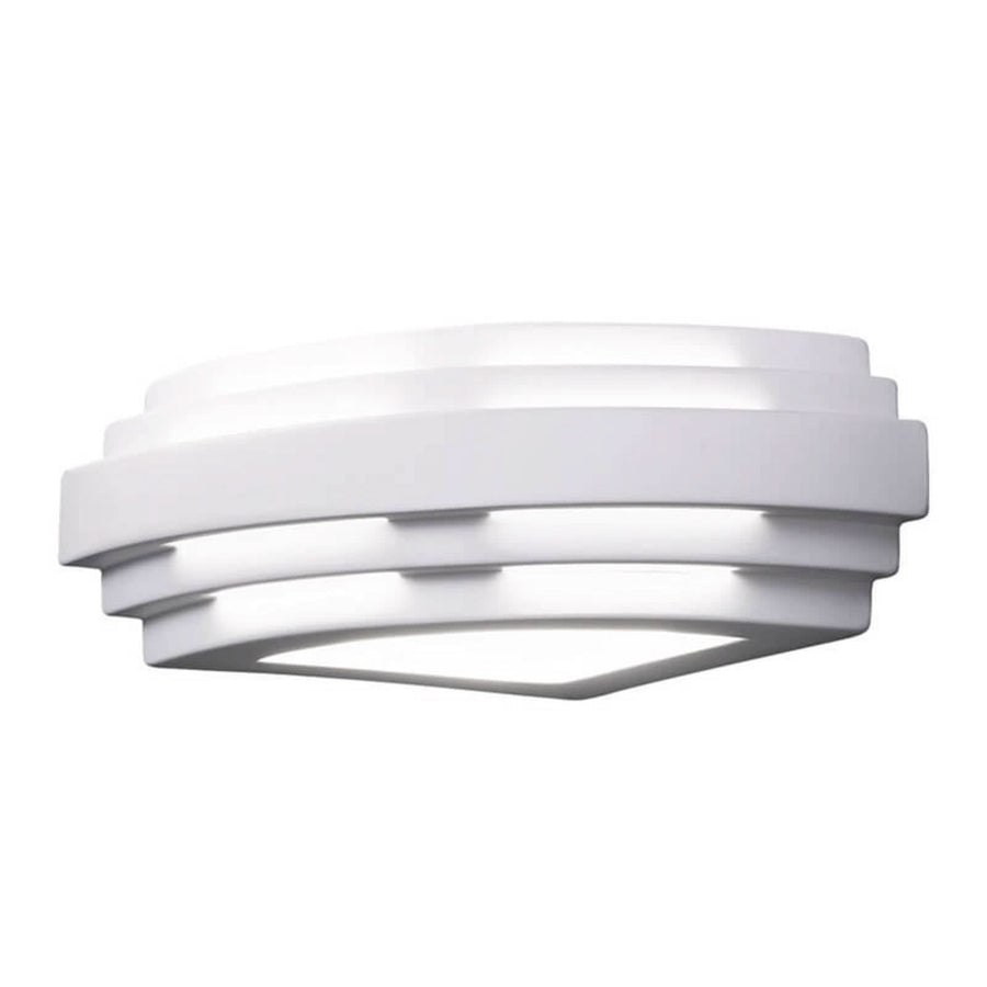 Applique murale Stiegel en céramique, blanc, hauteur 8 cm, 60 W, largeur 23 cm