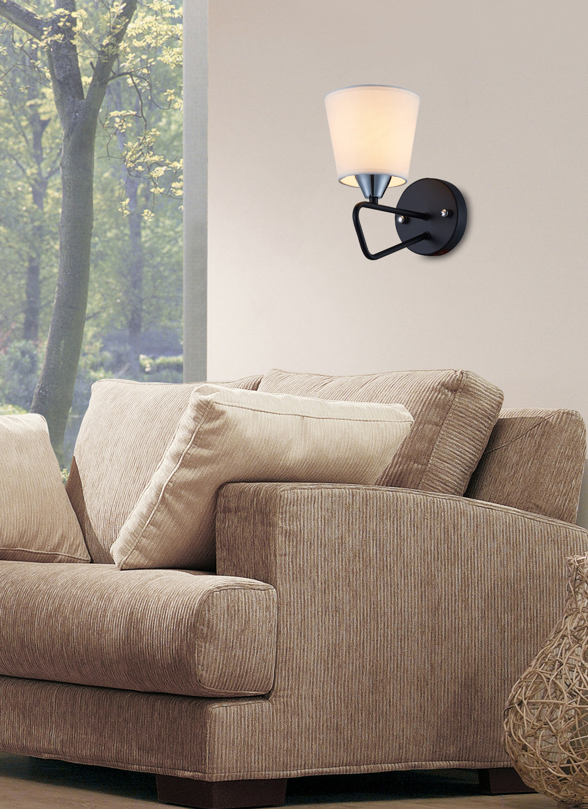 Applique murale Morley noire, tissu