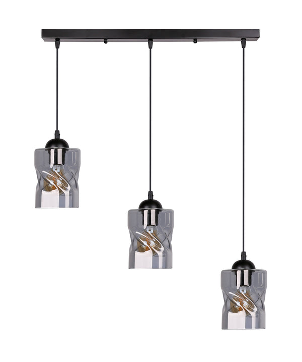 Suspension Felis noire, verre, L 62 cm
