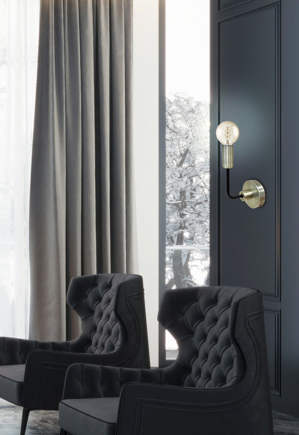 Applique murale Saga noire mat