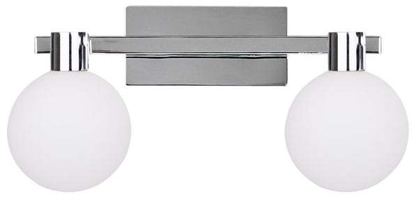 Applique murale Maldus 2 lumières chromée et blanche, verre