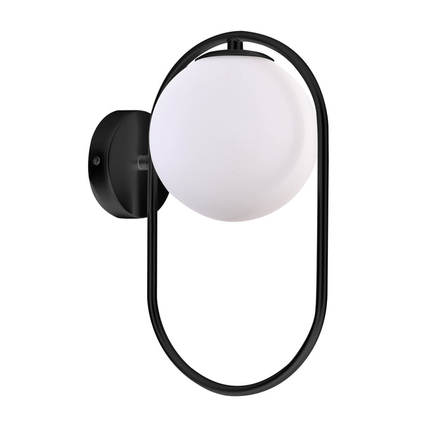 Applique murale Cordel noire, verre, P 15 cm