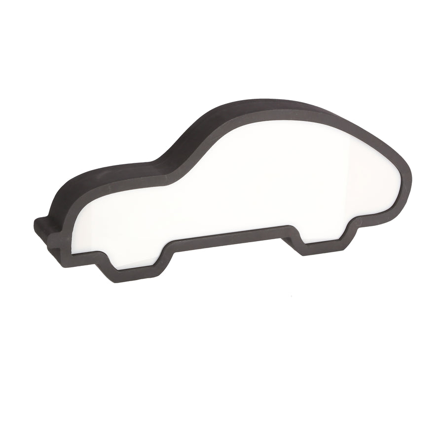 Vue de trois quarts montrant l'épaisseur du cadre noir de la lampe voiture