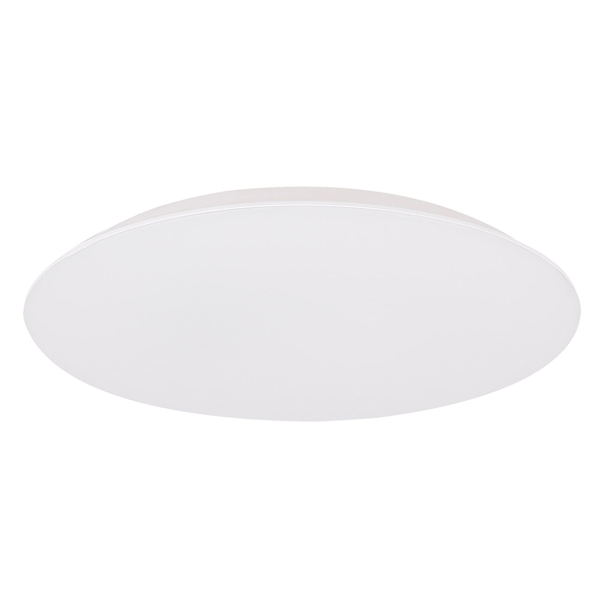 Plafonnier LED rond blanc, vue de face sur fond blanc