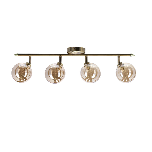 Plafonnier Rodia 4 lumières ambré, verre