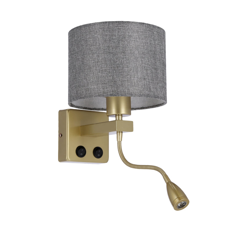 Applique murale LED Polo dorée et grise, tissu
