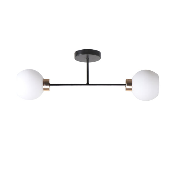 Plafonnier Amanda 2 lumières noir et blanc, verre