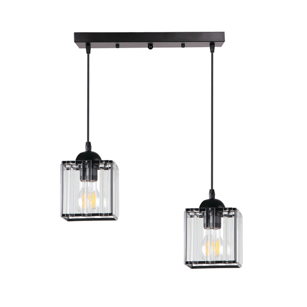 Suspension Glassia 2 lumières noire