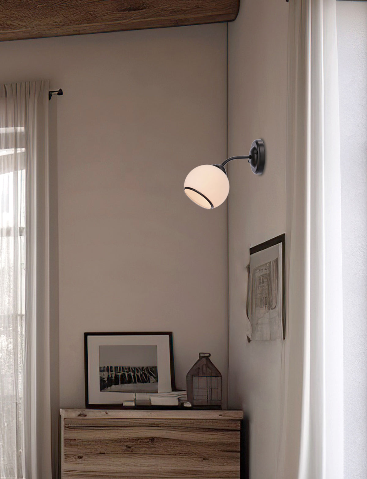 Applique murale Marinen noire et blanche, verre