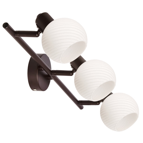 Plafonnier Grano 3 lumières marron, verre, L 58 cm