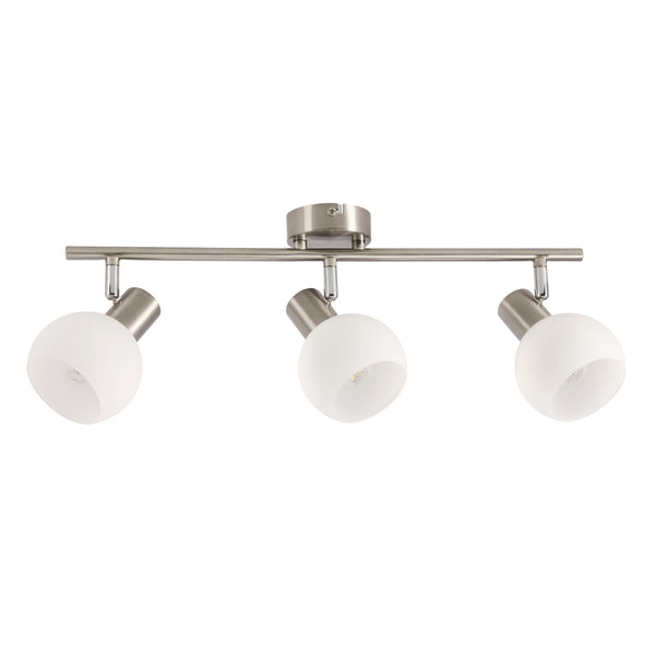 Plafonnier Novo 3 lumières argenté, verre, L 53 cm