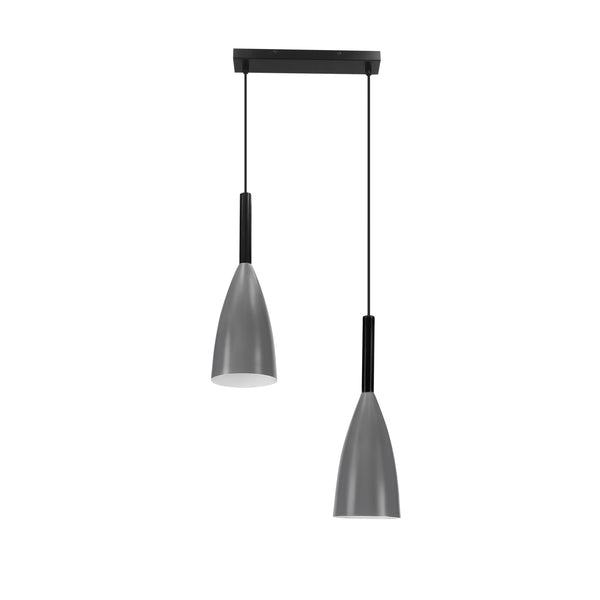 Suspension Flen 2 lumières grise, bois