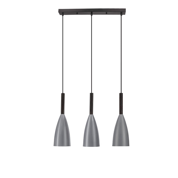 Suspension Flen 3 lumières grise, bois