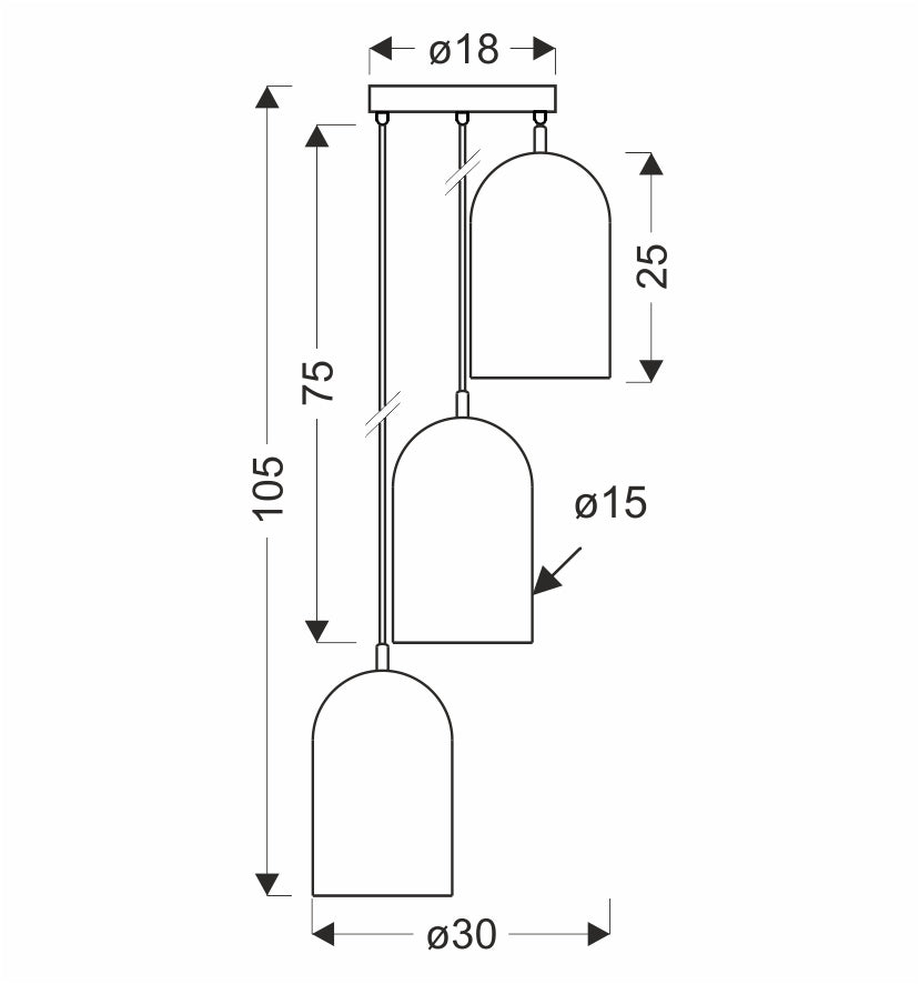 Suspension Oss 3 lumières rose
