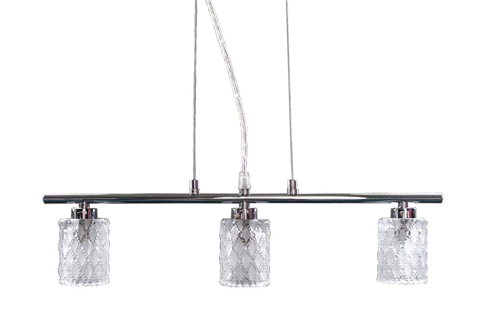 Suspension Berta 3 lumières chromée, verre