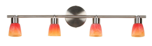 Plafonnier Drops 4 lumières nickel satiné et multicolore, verre
