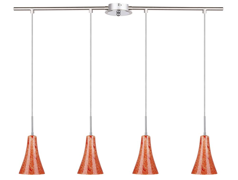 Suspension Rufi 4 lumières nickel satiné, verre