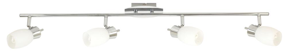 Plafonnier Mango 4 lumières chromé et blanc, verre