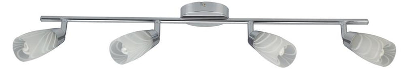 Plafonnier Laufer 4 lumières chromé, verre