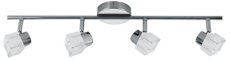 Plafonnier Malachit 4 lumières chromé, cristal