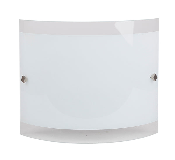 Applique murale Nova Plate nickel satiné, verre, H 25 cm