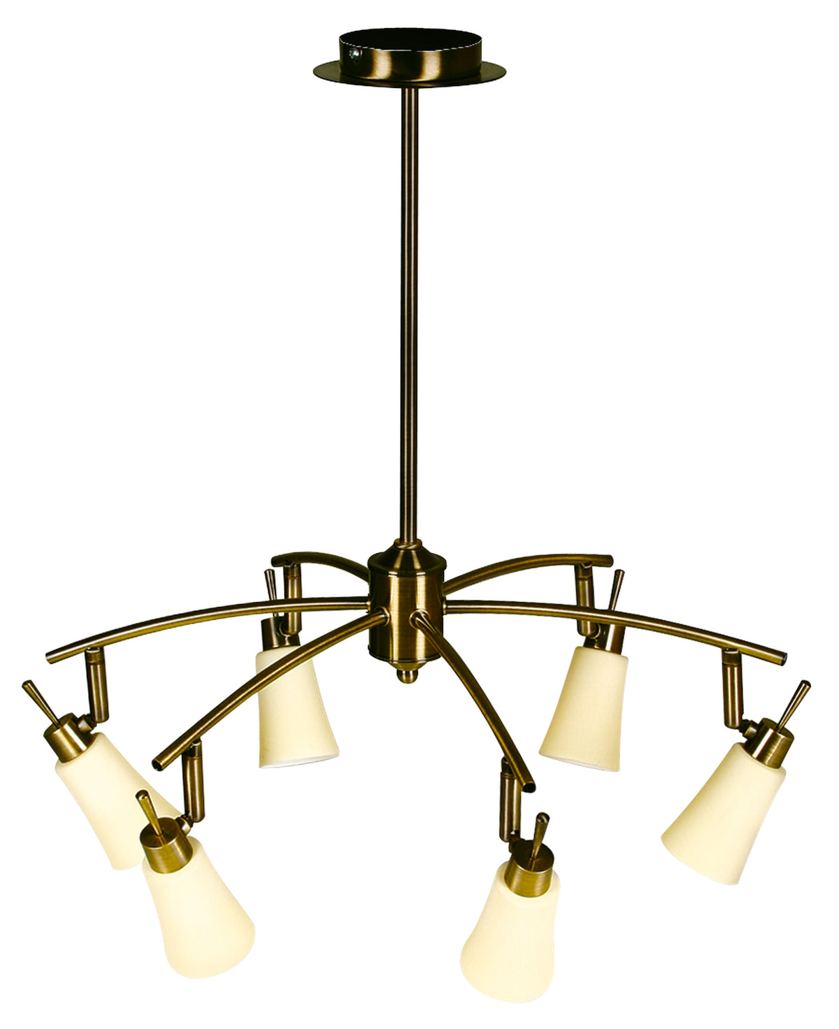 Suspension Croton 6 lumières laiton vieilli, verre