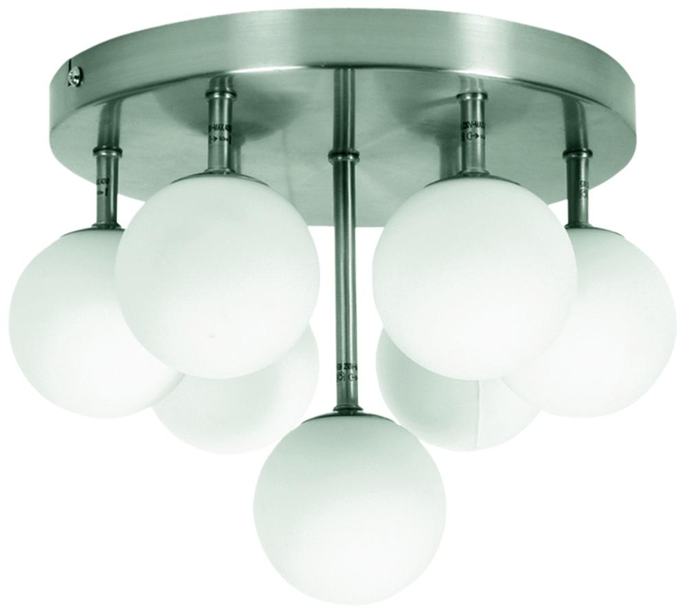 Plafonnier Etiuda 7 lumières nickel satiné, verre