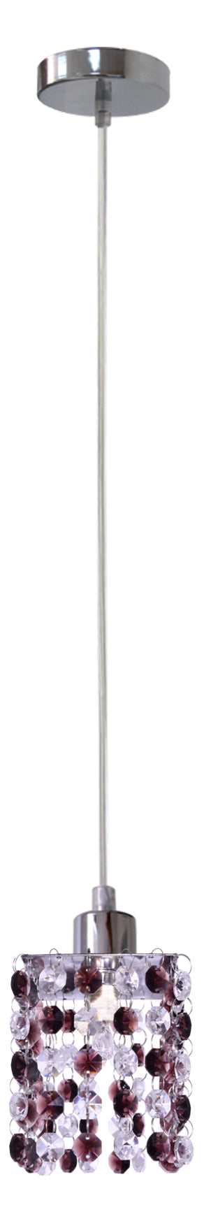 Suspension Classic chromée et bordeaux, cristal