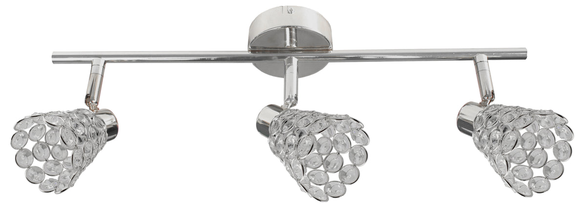 Plafonnier Glossy 3 lumières chromé, cristal, L 55 cm