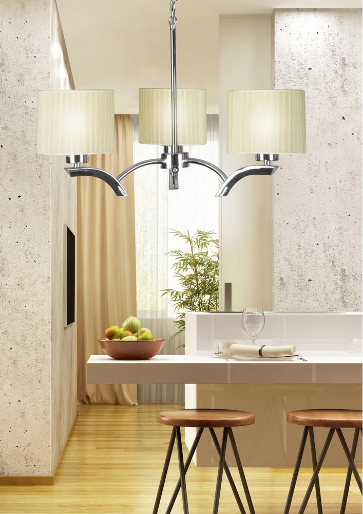 Suspension Draga 3 lumières crème, tissu