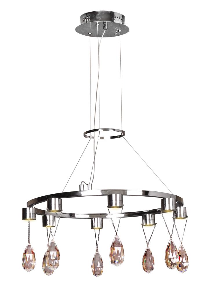 Suspension LED Prisma 8 lumières chromée, cristal