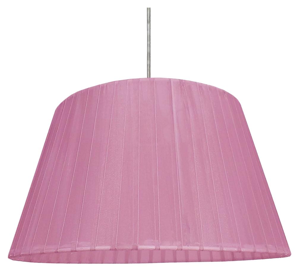 Version rose de la suspension en tissu plissé, présentée de face.