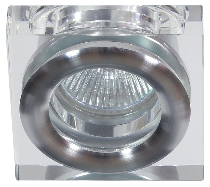 Spot encastrable SK-82 carré chromé et transparent, verre