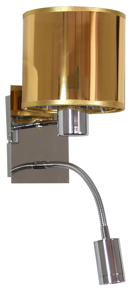 Applique murale LED Sylwana chromée et dorée, tissu